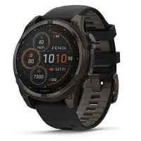 GARMIN FENIX 8 - 47 MM, SOLAR. SAPPHIRE CARBON GRAY DLC TITANIUM WITH BLACK/PEBBLE GRAY SILICONE 010-02906-11