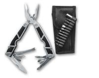 Купить Мультитул Stinger, 115x45 мм, 10 функций, сталь/пластик, жёлто-чёрный, 12 насадок и нейлоновый чехол арт. MT-3011BK