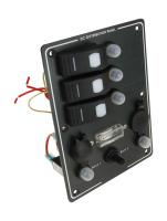 Купить Панель бортового питания 3 переключателя; автоматы; разьём прикуривателя; розетка арт. AES121417A