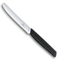Нож столовый VICTORINOX Swiss Modern, волнистое лезвие 11 см с закруглённым кончиком, чёрный