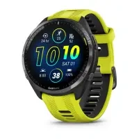GARMIN FORERUNNER 965, Carbon Grey DLC Titanium Bezel with Black Case and Amp Yellow/Black Silicone Band  010-02809-82
