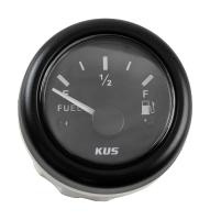 Указатель уровня топлива 0-190 Ом (ЕВРО), черный циферблат, черный ободок, д. 52 мм