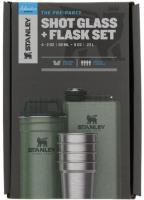 Набор подарочный Stanley Adventure (фляга 0,23 л+стопки 4 шт по 59 мл+футляр), темно-зеленый