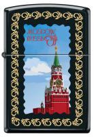 Зажигалка ZIPPO Московский кремль, с покрытием Black Matte, латунь/сталь, чёрная, 38x13x57 мм