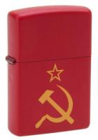 Зажигалка ZIPPO Серп и Молот, с покрытием Red Matte, латунь/сталь, красная, матовая, 38x13x57 мм