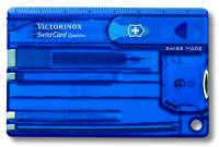 Швейцарская карточка VICTORINOX SwissCard Quattro, 13 функций, полупрозрачная синяя