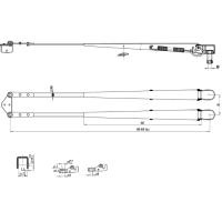 Купить Поводок стеклоочистителя пантографный W.E 550-650мм, посадка на вал M8-10 (тип-XS) арт. D-003(B) 550-650