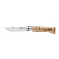 Купить Нож Opinel №8 Alpine adventures, нержавеющая сталь, рукоять дуб, гравировка пеший туризм, 002186 арт. 002186