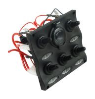 Панель бортового питания 5 переключателей; разъем прикуриватель; индикация