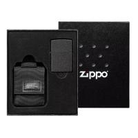 Набор ZIPPO: чёрная зажигалка Black Crackle® и чёрный нейлоновый чехол, в подарочной коробке