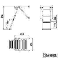 Купить Платформа кормовая с трапом 3 ступени ироко арт. 040223T