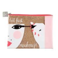 Купить Косметичка Dewal Beauty Модница, золотистая, 22х16,5х1,5 см арт. BG-1