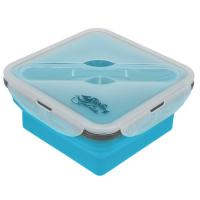 Контейнер силиконовый с ловилкой 1000 мл Tramp TRC-145, аквамарин