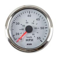 Спидометр манометрический 0-55 MPH; белый циферблат; нержавеющий ободок; д. 85 мм