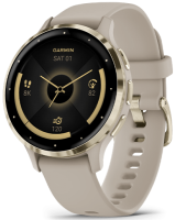GARMIN VENU 3S Soft gold stainless steel bezel with French grey case and silicone band 010-02785-52