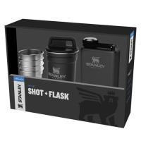 Набор подарочный Stanley Adventure (фляга 0,23 л+стопки 4 шт по 59 мл+футляр), черный