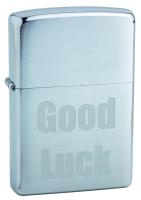 Зажигалка ZIPPO Good Luck, с покрытием Brushed Chrome, латунь/сталь, серебристая, матовая, 38x13x57