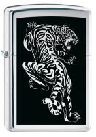 Купить Зажигалка ZIPPO Tigre с покрытием Brushed Chrome, латунь/сталь, серебристая, матовая, 38x13x57 мм арт. 207 Tigre