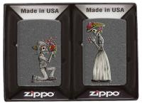 Купить Набор ZIPPO Влюбленные зомби из двух зажигалок с покрытием Iron Stone™, серые, матовые арт. 28987