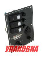 Купить Панель бортового питания 3 переключателя, предохранители, разьём прикуривателя, заряд батарей (упаковка из 10 шт.) арт. AES121416B_pkg_10