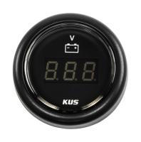 Вольтметр цифровой 8-32 В, черный циферблат, черный ободок, д. 52 мм