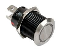Купить Кнопка без фиксации, подсветка красная, 12 В, 20А, 19мм арт. PB4411TR