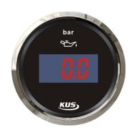 Указатель давления масла цифровой 0-5 бар; черный циферблат; нержавеющий ободок; д. 52 мм