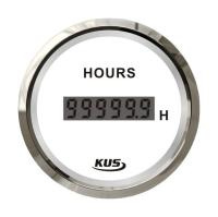 Счетчик моточасов цифровой 0-99999; 9 ч.; белый циферблат; нержавеющий ободок; д. 52 мм