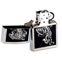 Купить Зажигалка ZIPPO Tigre с покрытием Brushed Chrome, латунь/сталь, серебристая, матовая, 38x13x57 мм арт. 207 Tigre