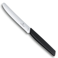 Купить Нож столовый VICTORINOX Swiss Modern, волнистое лезвие 11 см с закруглённым кончиком, чёрный арт. 6.9003.11W