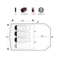 Купить Палатка Trimm Trekking FOCUS, песочный 3+1, 44129 арт. 44129
