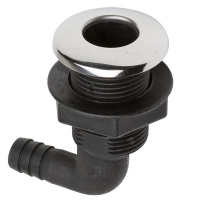 Купить Разъем водосброса угловой пластиковый с крышкой из нержавеющей стали под шланг 16 мм, черный арт. BS3510