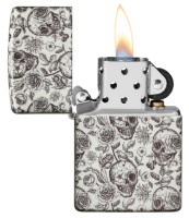 Купить Зажигалка ZIPPO Skeleton с покрытием Glow in the Dark Green, латунь/сталь, серая, 38x13x57 мм арт. 49458