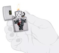 Купить Зажигалка ZIPPO Cross, Queen & Skull с покрытием Brushed Chrome, серебристая, 38x13x57 мм арт. 49262