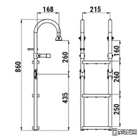 Купить Трап складной с горизонтальным креплением, 3 ступени ироко (ширина 215мм.) арт. 040121T