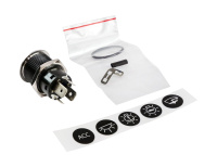 Купить Кнопка без фиксации, подсветка белая, наклейки, 12 В, 20А, 19мм (упаковка из 10 шт.) арт. PB4511TW_pkg_10