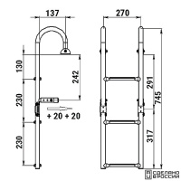 Купить Трап складной с горизонтальным креплением, 3 черных ступени (ширина 270 мм.) арт. 040176BT