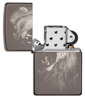 Купить Зажигалка ZIPPO Lion Design с покрытием Black Ice®, латунь/сталь, чёрная, глянцевая, 38x13x57 мм арт. 49433