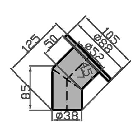 Купить Горловина заливная угловая 38мм Diesel сталь арт. 008958
