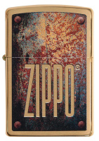 Купить Зажигалка ZIPPO Rusty Plate с покрытием Brushed Brass, латунь/сталь, золотистая, 38x13x57 мм арт. 29879