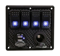 Купить Панель бортового питания 4 переключателя, USB зарядка, разъем прикуривателя (упаковка из 2 шт.) арт. MR4H1P1U_pkg_2