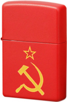 Купить Зажигалка ZIPPO Серп и Молот, с покрытием Red Matte, латунь/сталь, красная, матовая, 38x13x57 мм арт. 233 Серп и молот