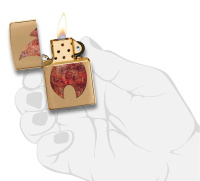 Купить Зажигалка ZIPPO Rusty Flame с покрытием Brushed Brass, латунь/сталь, золотистая, 38x13x57 мм арт. 29878