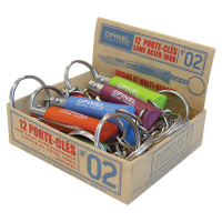 Купить Набор-дисплей 12 шт: нож-брелок Opinel №2, нержавеющая сталь, голубой/оранжевый/зеленый/фиолетовый, 001429 арт. 001429