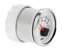 Купить Вольтметр аналоговый 18-32 В; белый циферблат; нержавеющий ободок; д. 52 мм арт. JMV00275_KY13101