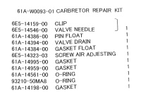 Купить Ремкомплект карбюратора Yamaha 225/250 арт. 61AW00930100