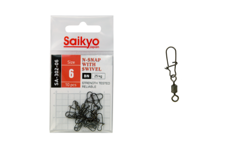 Купить Вертлюг с застежкой Saikyo SA-302-06 - 10 шт арт. SA-302-06