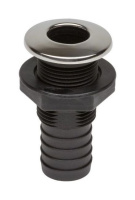 Купить Разъем водосброса пластиковый с крышкой из нержавеющей стали под шланг 30 мм, черный (упаковка из 3 шт.) арт. BS3503_pkg_3