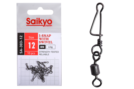Купить Вертлюг с застежкой Saikyo SA-303-12 - 10 шт (4кг) арт. SA-303-12