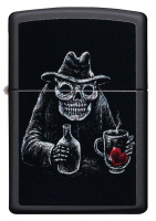 Купить Зажигалка ZIPPO Bar Skull Design с покрытием Black Matte, латунь/сталь, чёрная, матовая, 38x13x57 мм арт. 49254